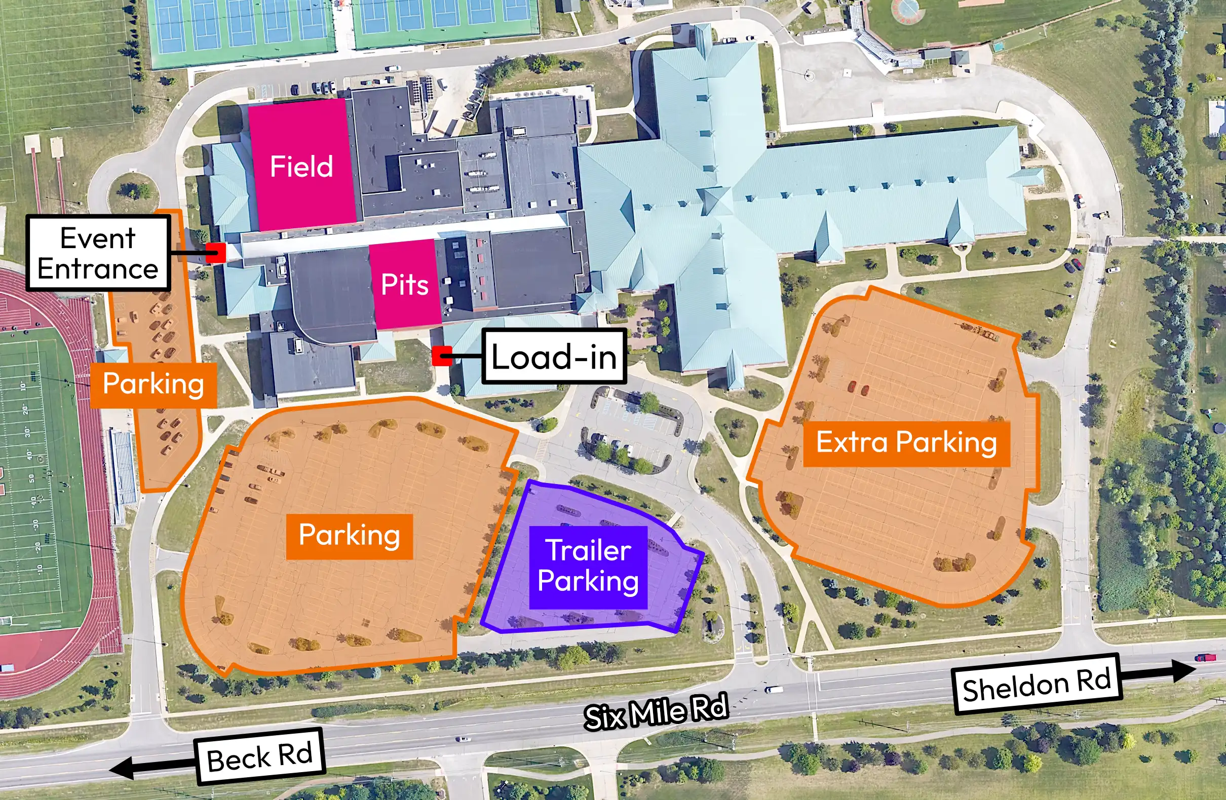 Parking map for Northville High School